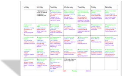 30 Day ACT Study Calendar